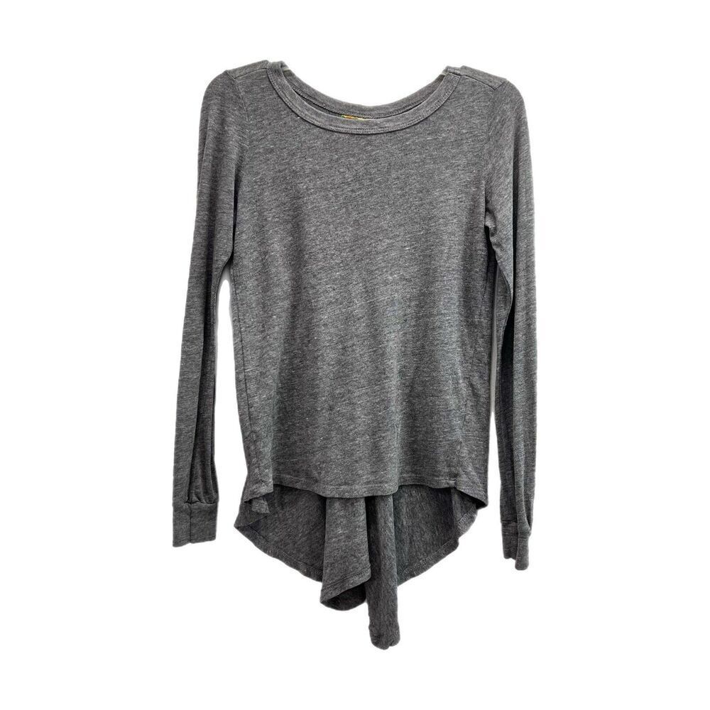 Nation LTD Women Long Sleeve Tee XS Gray High Low Shirt Tail Scoop Neck
